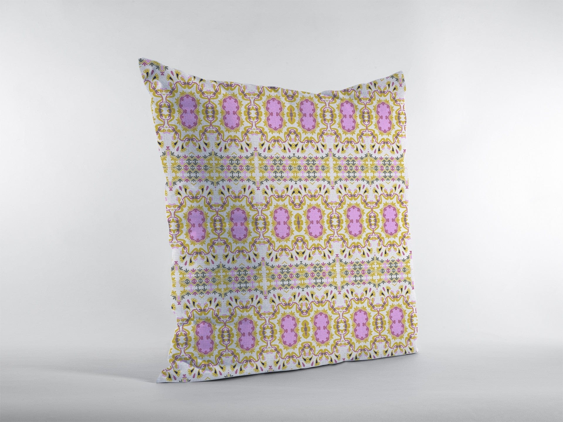18” Yellow Lavender Geofloral Zippered Suede Throw Pillow - Homeroots