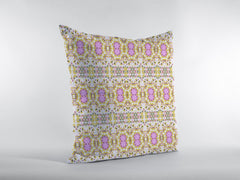 18” Yellow Lavender Geofloral Zippered Suede Throw Pillow - Homeroots