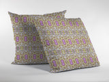 18” Yellow Lavender Geofloral Zippered Suede Throw Pillow - Homeroots