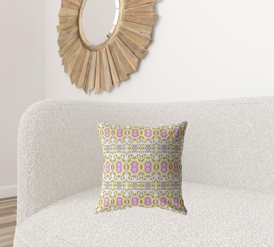 18” Yellow Lavender Geofloral Zippered Suede Throw Pillow - Homeroots