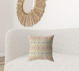 18” Yellow Lavender Geofloral Zippered Suede Throw Pillow - Homeroots