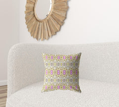 18” Yellow Lavender Geofloral Zippered Suede Throw Pillow - Homeroots