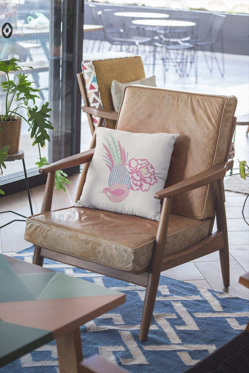 16” Pink White Peacock Zippered Suede Throw Pillow - Homeroots - Flyclothing LLC