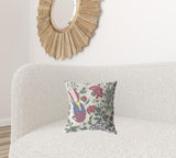 16” Pink Sage Peacock Zippered Suede Throw Pillow - Homeroots
