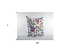 16” Pink Sage Peacock Zippered Suede Throw Pillow - Homeroots