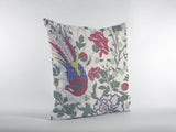 18” Pink Sage Peacock Zippered Suede Throw Pillow - Homeroots