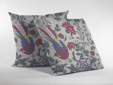 18” Pink Sage Peacock Zippered Suede Throw Pillow - Homeroots
