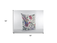 18” Pink Sage Peacock Zippered Suede Throw Pillow - Homeroots