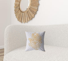 16” Gold Gray Hamsa Suede Zippered Throw Pillow - Homeroots