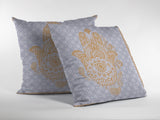 18” Gold Gray Hamsa Suede Zippered Throw Pillow - Homeroots