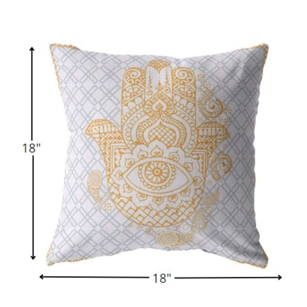 18” Gold Gray Hamsa Suede Zippered Throw Pillow - Homeroots - Flyclothing LLC