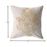 16” Gold White Hamsa Suede Zippered Throw Pillow - Homeroots - Flyclothing LLC