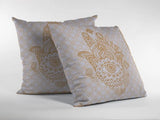 18” Gold White Hamsa Suede Zippered Throw Pillow - Homeroots