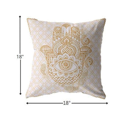 18” Gold White Hamsa Suede Zippered Throw Pillow - Homeroots