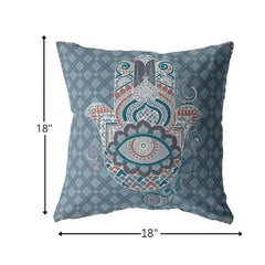 18” Slate Blue Hamsa Suede Zippered Throw Pillow - Homeroots