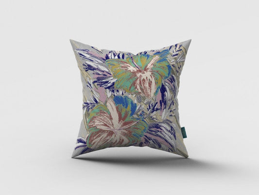 16” Lilac Green Hibiscus Zippered Suede Throw Pillow - Homeroots