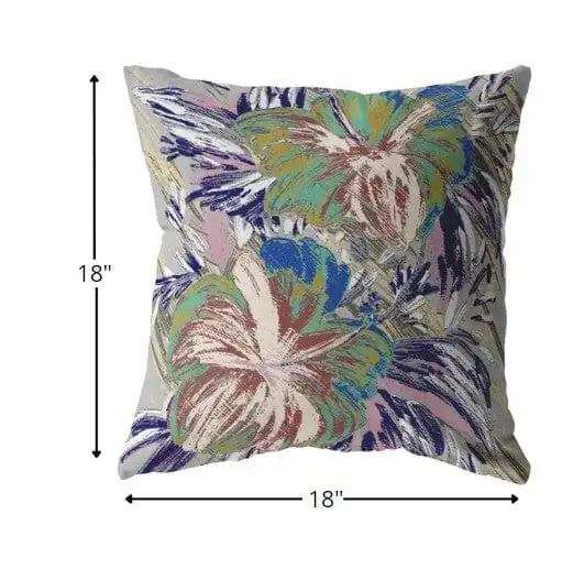 18” Lilac Green Hibiscus Zippered Suede Throw Pillow - Homeroots - Flyclothing LLC