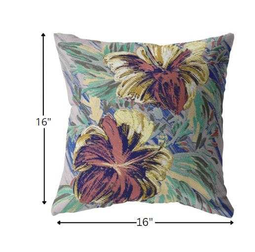 16” Terracotta Hibiscus Zippered Suede Throw Pillow - Homeroots - Flyclothing LLC