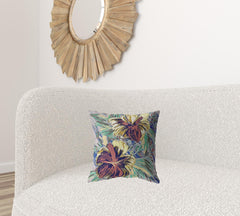 16” Terracotta Hibiscus Zippered Suede Throw Pillow - Homeroots