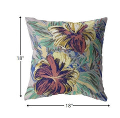 18” Terracotta Hibiscus Zippered Suede Throw Pillow - Homeroots