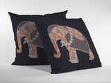 16” Orange Elephant Zippered Suede Throw Pillow - Homeroots