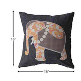 16” Orange Elephant Zippered Suede Throw Pillow - Homeroots - Flyclothing LLC