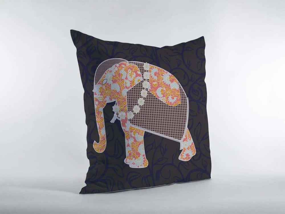 18” Orange Elephant Zippered Suede Throw Pillow - Homeroots - Flyclothing LLC