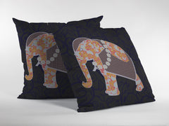 18” Orange Elephant Zippered Suede Throw Pillow - Homeroots