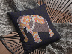 18” Orange Elephant Zippered Suede Throw Pillow - Homeroots