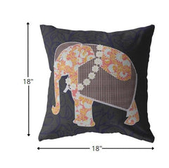 18” Orange Elephant Zippered Suede Throw Pillow - Homeroots