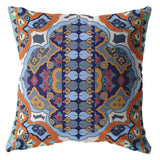 16" Orange Blue Boho Zippered Suede Throw Pillow - Homeroots