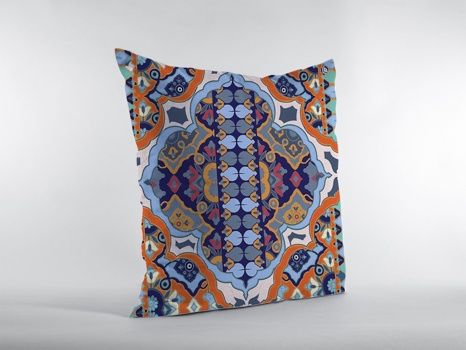 16" Orange Blue Boho Zippered Suede Throw Pillow - Homeroots