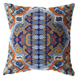 18" Orange Blue Boho Zippered Suede Throw Pillow - Homeroots