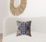 18" Orange Blue Boho Zippered Suede Throw Pillow - Homeroots