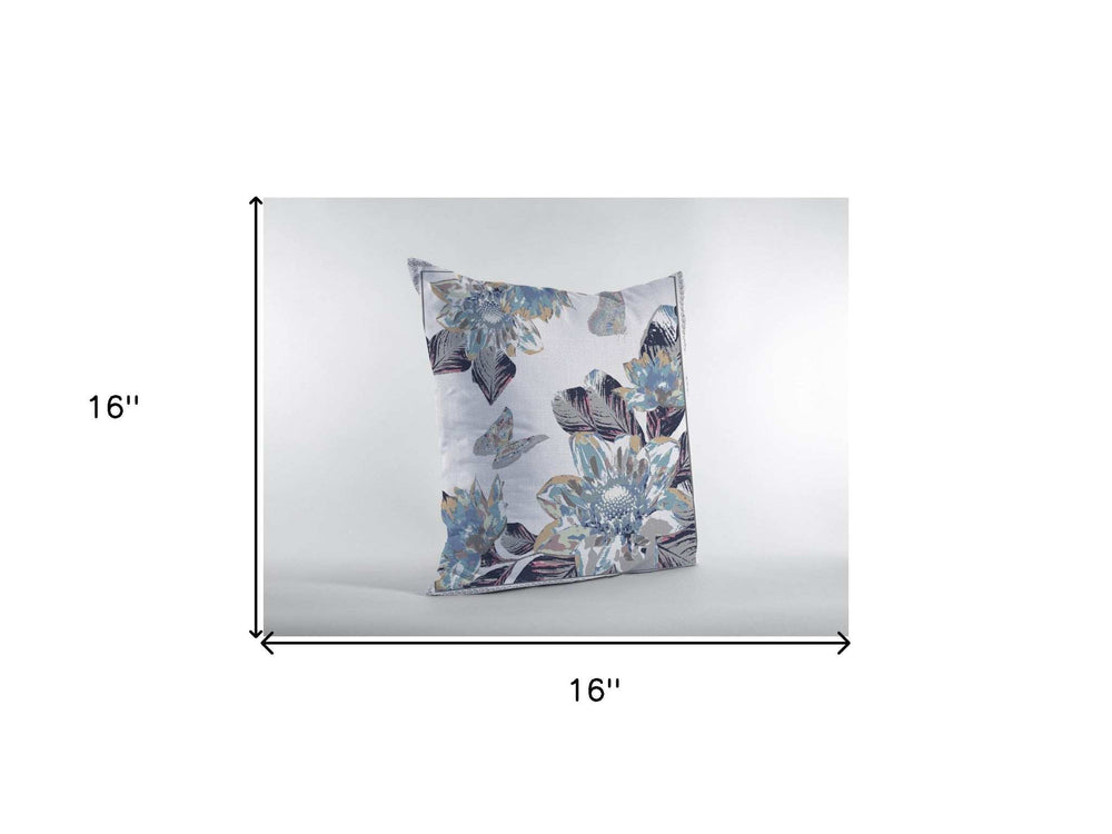 16” Gray White Butterfly Zippered Suede Throw Pillow - Homeroots - Flyclothing LLC