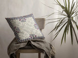 16" Gray Floral Frame Zippered Suede Throw Pillow - Homeroots