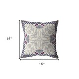 16" Gray Floral Frame Zippered Suede Throw Pillow - Homeroots - Flyclothing LLC