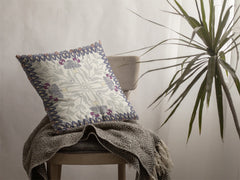 18" Gray Floral Frame Zippered Suede Throw Pillow - Homeroots