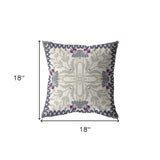 18" Gray Floral Frame Zippered Suede Throw Pillow - Homeroots - Flyclothing LLC