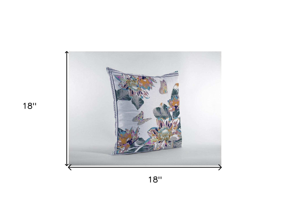 18” Pink White Butterfly Zippered Suede Throw Pillow - Homeroots - Flyclothing LLC