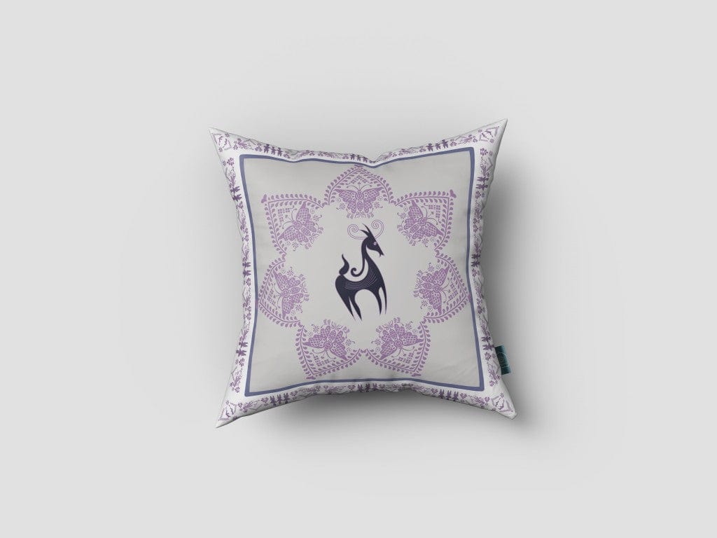 16” Gray Purple Horse Zippered Suede Throw Pillow - Homeroots