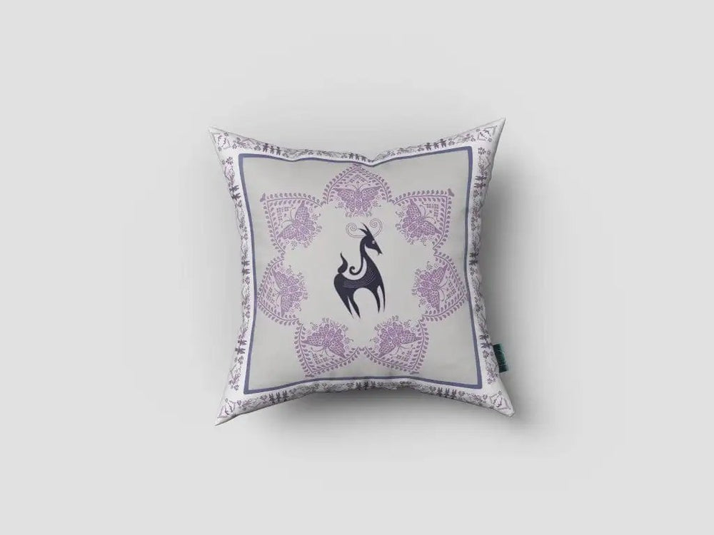 16” Gray Purple Horse Zippered Suede Throw Pillow - Homeroots