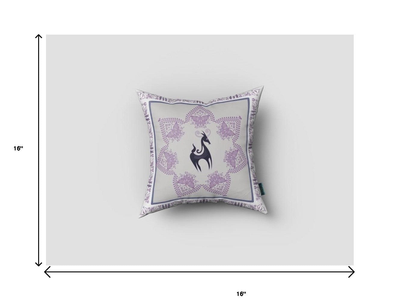 16” Gray Purple Horse Zippered Suede Throw Pillow - Homeroots