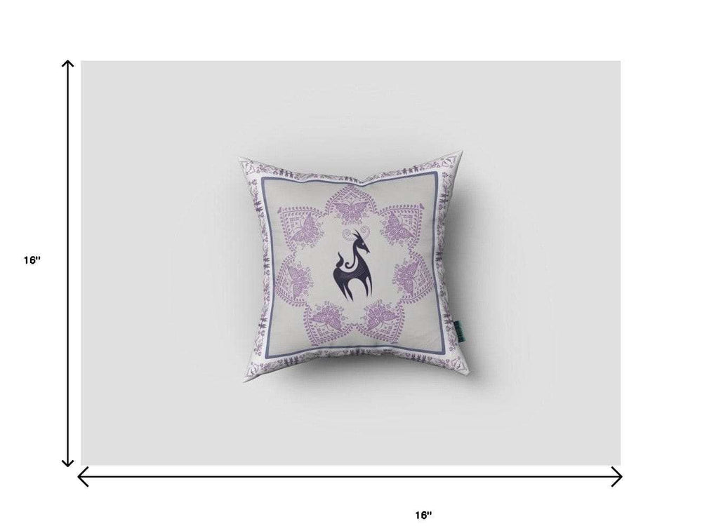 16” Gray Purple Horse Zippered Suede Throw Pillow - Homeroots - Flyclothing LLC