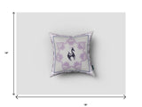 16” Gray Purple Horse Zippered Suede Throw Pillow - Homeroots