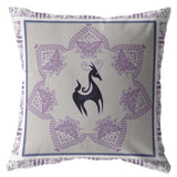 18” Gray Purple Horse Zippered Suede Throw Pillow - Homeroots