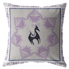 18” Gray Purple Horse Zippered Suede Throw Pillow - Homeroots