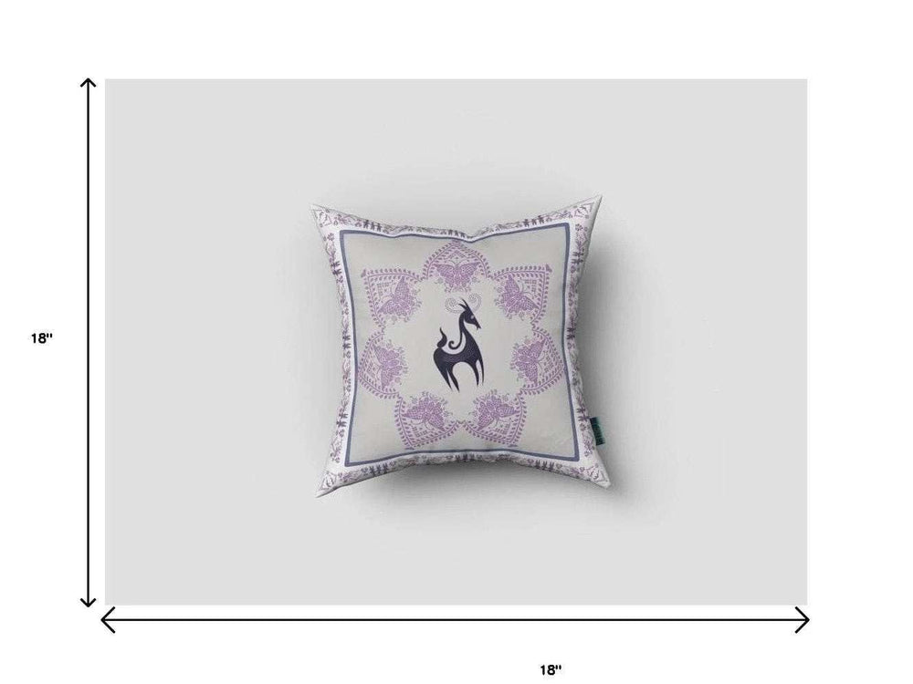 18” Gray Purple Horse Zippered Suede Throw Pillow - Homeroots - Flyclothing LLC