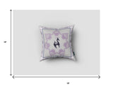 18” Gray Purple Horse Zippered Suede Throw Pillow - Homeroots
