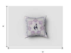 18” Gray Purple Horse Zippered Suede Throw Pillow - Homeroots